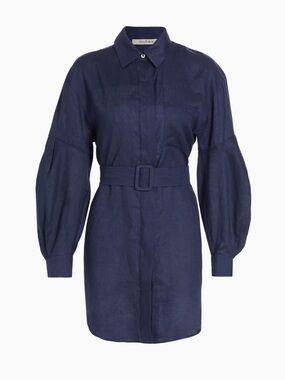 The Femm Louisa Linen Belted Shirtdress Size XXL